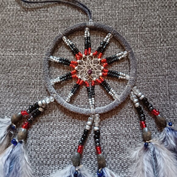 Custom Cherokee Dream Catcher (Gray, Red, Siver & Blue) - Picture 4 of 9